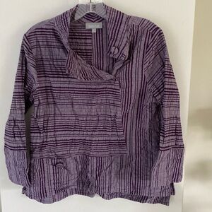 HABITAT CLOTHES TO LIVE IN purple lavender stripe kimono blouse top unique S